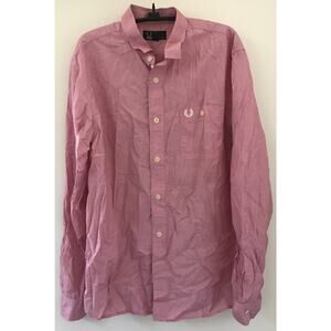 Fred Perry Pink 100% Cotton Oxford Button Up Mens Dress Work Shirt Medium 42"